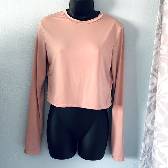Divided H&M Dusty Pink Long Sleeve Crop Top Size Medium - Picture 1 of 7